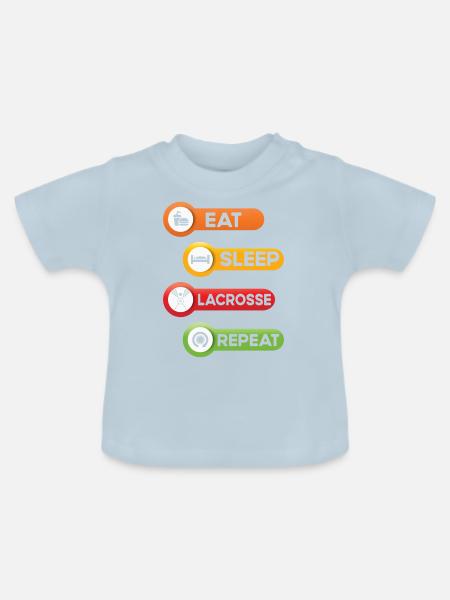 Eat Sleep Lacrosse Repeat - Baby Bio-T-Shirt mit Rundhals - Hellblau
