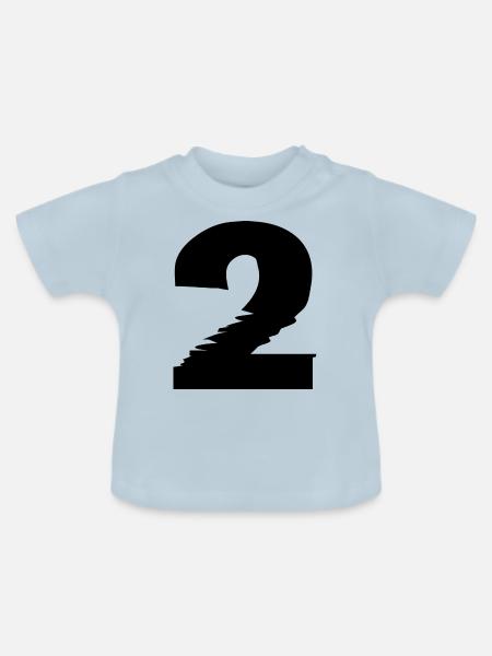 2 Zahl - Baby Bio-T-Shirt mit Rundhals - Hellblau