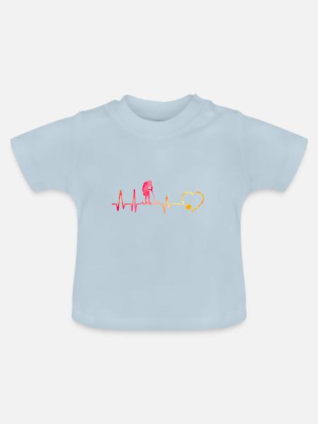 Krocket Herzschlag - Baby Bio-T-Shirt mit Rundhals - Hellblau