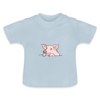 Schweinchen - Baby Bio-T-Shirt mit Rundhals - Hellblau - Vorne