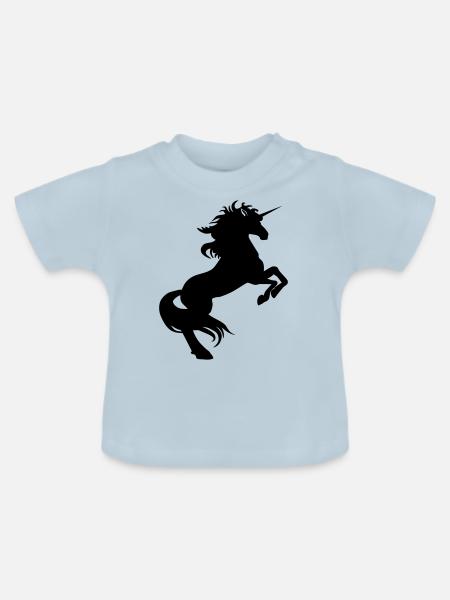 Einhhorn steigend kl - Baby Bio-T-Shirt mit Rundhals - Hellblau