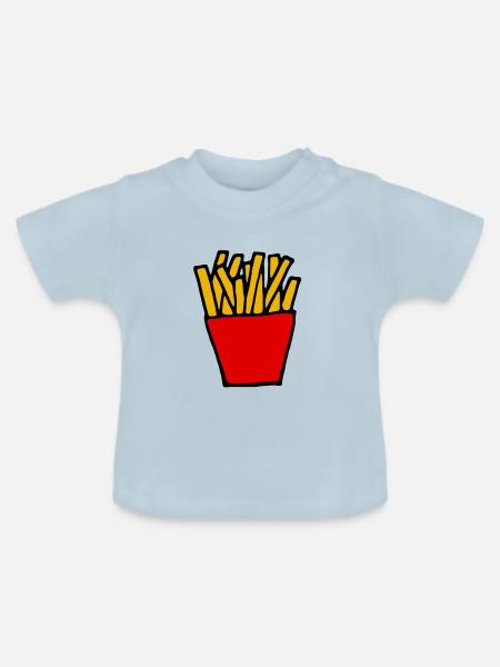 Pommes Frites - Baby Bio-T-Shirt mit Rundhals - Hellblau