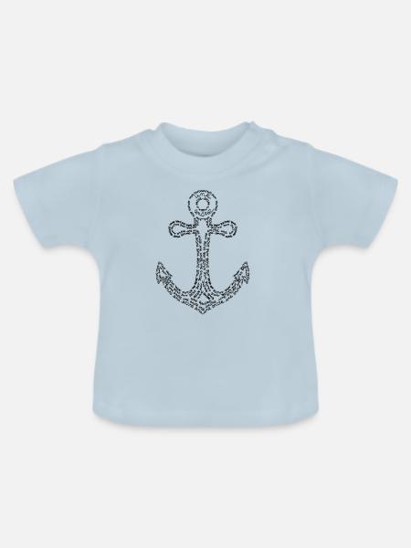 Schwarzer Marineanker - Baby Bio-T-Shirt mit Rundhals - Hellblau