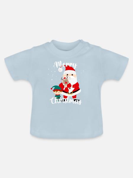 Frohe Weihnachten - Baby Bio-T-Shirt mit Rundhals - Hellblau