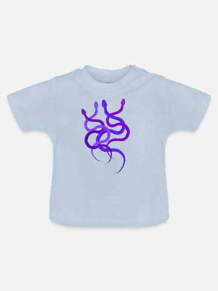 Einfaches Schlangendesign, 4 wilde Pythons - Baby Bio-T-Shirt mit Rundhals - Hellblau