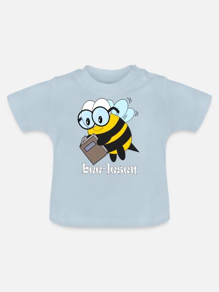bee lesen - Baby Bio-T-Shirt mit Rundhals - Hellblau