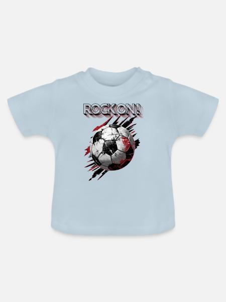 Fussball - rock on ! - Baby Bio-T-Shirt mit Rundhals - Hellblau