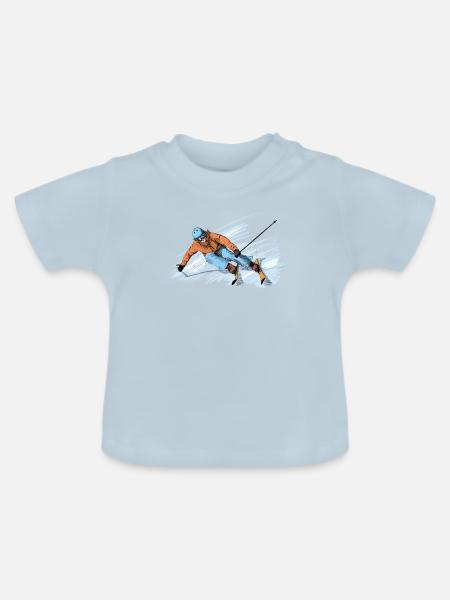 Skiing - Baby Bio-T-Shirt mit Rundhals - Hellblau