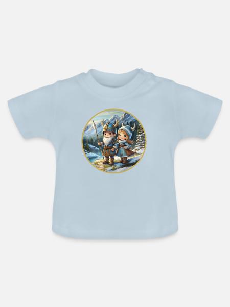 Wikingerjunge und -mädchen - Baby Bio-T-Shirt mit Rundhals - Hellblau