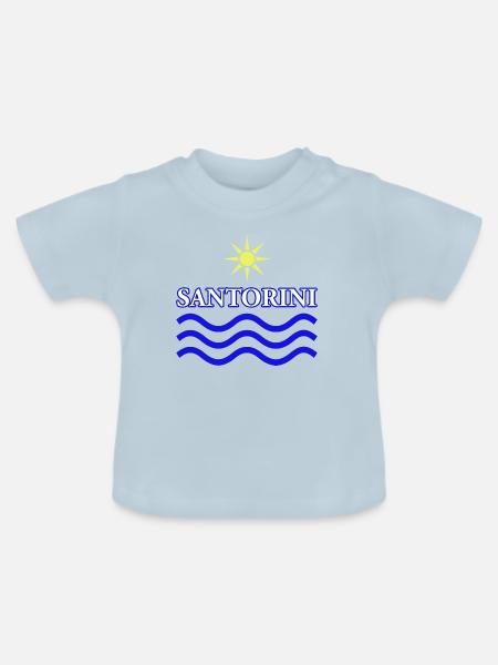 Sonne und Wellen Küstendesign - Baby Bio-T-Shirt mit Rundhals - Hellblau