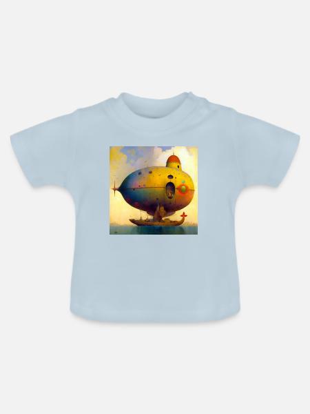 Schiff 02 - Baby Bio-T-Shirt mit Rundhals - Hellblau