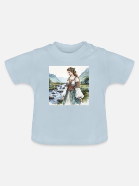 Aquarell Keltiberische Frau - Baby Bio-T-Shirt mit Rundhals - Hellblau