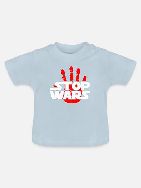 Stoppt Kriege - Baby Bio-T-Shirt mit Rundhals - Hellblau