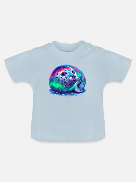 Aurora Borealis Siegel - Baby Bio-T-Shirt mit Rundhals - Hellblau