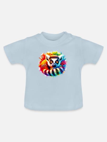Lemur - Baby Bio-T-Shirt mit Rundhals - Hellblau