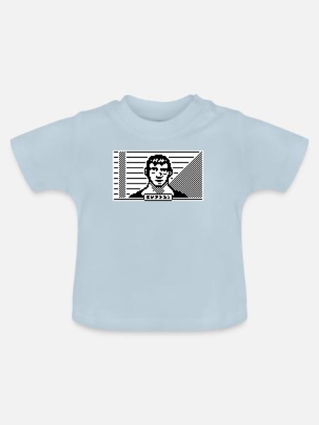 8bit portrait - Baby Bio-T-Shirt mit Rundhals - Hellblau