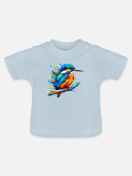 Eisvogel - Baby Bio-T-Shirt mit Rundhals - Hellblau