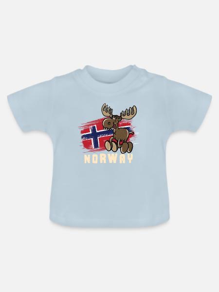 Norway - Moose - Baby Bio-T-Shirt mit Rundhals - Hellblau