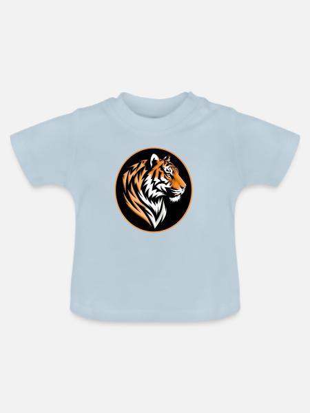 Tiger Portrait - Baby Bio-T-Shirt mit Rundhals - Hellblau