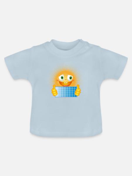 Strahlende Sonne mit Solartafel - Baby Bio-T-Shirt mit Rundhals - Hellblau