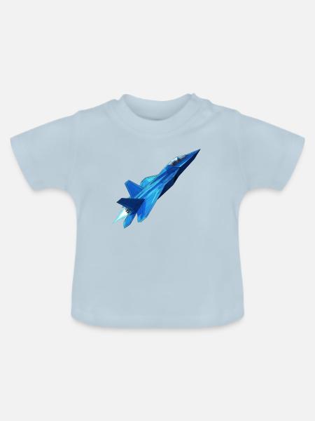 Geometrischer Blaujet - Baby Bio-T-Shirt mit Rundhals - Hellblau