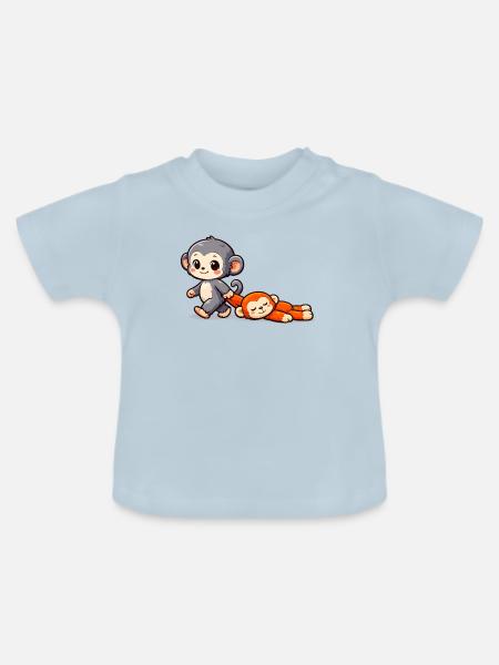 Baby Monkey Punch - Baby Bio-T-Shirt mit Rundhals - Hellblau