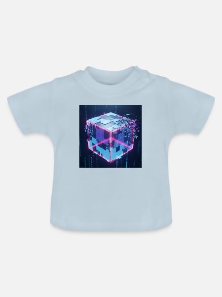 Digitaler Würfel Technologie Digital Cube Tech - Baby Bio-T-Shirt mit Rundhals - Hellblau
