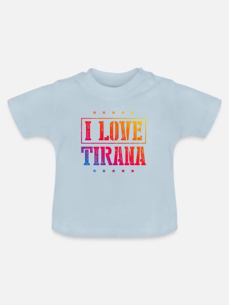 I Love Tirana - Baby Bio-T-Shirt mit Rundhals - Hellblau