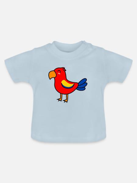 Papagai Comic Tier - Baby Bio-T-Shirt mit Rundhals - Hellblau