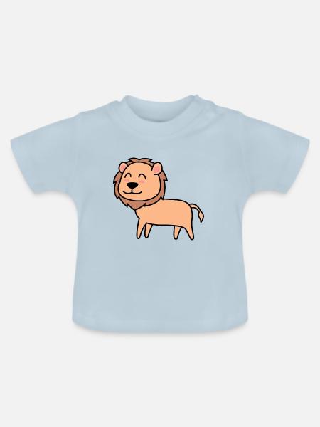 Löwe Comic Tier - Baby Bio-T-Shirt mit Rundhals - Hellblau