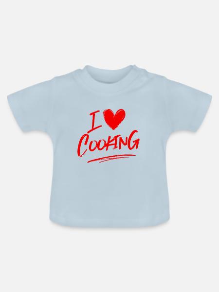 Ich liebe Kochen - Baby Bio-T-Shirt mit Rundhals - Hellblau