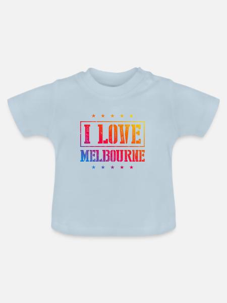 I Love Melbourne - Baby Bio-T-Shirt mit Rundhals - Hellblau