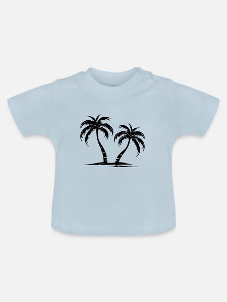 Palmen Insel - Baby Bio-T-Shirt mit Rundhals - Hellblau