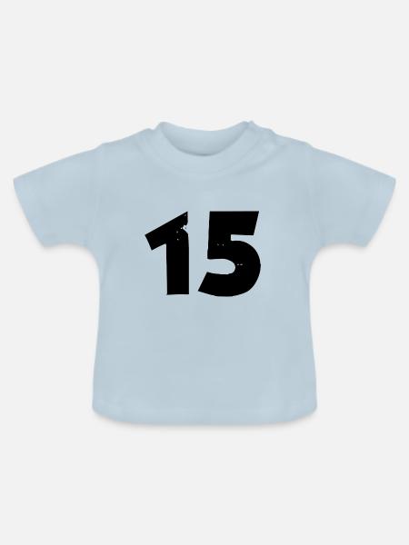 15 Zahl - Baby Bio-T-Shirt mit Rundhals - Hellblau