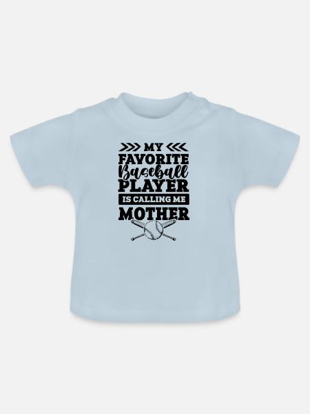 baseball mother - Baby Bio-T-Shirt mit Rundhals - Hellblau