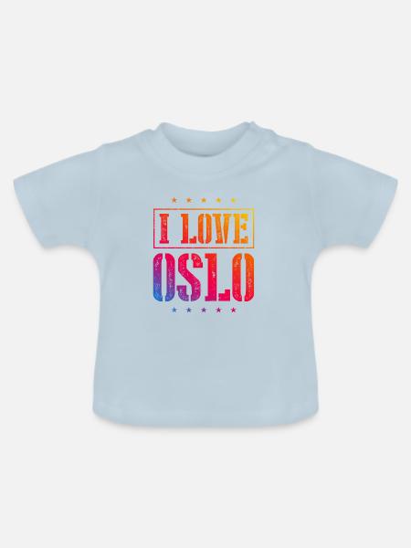 I Love Oslo - Baby Bio-T-Shirt mit Rundhals - Hellblau