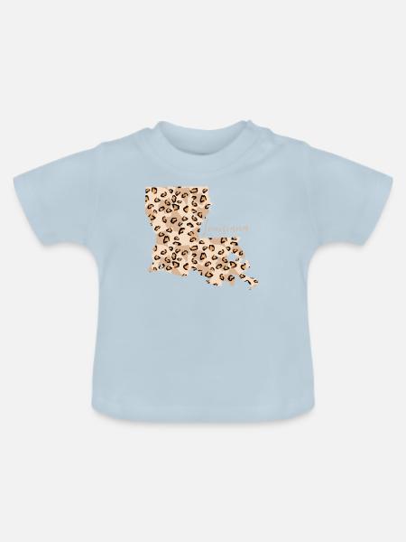 Louisiana Leopard-muster-karte - Baby Bio-T-Shirt mit Rundhals - Hellblau