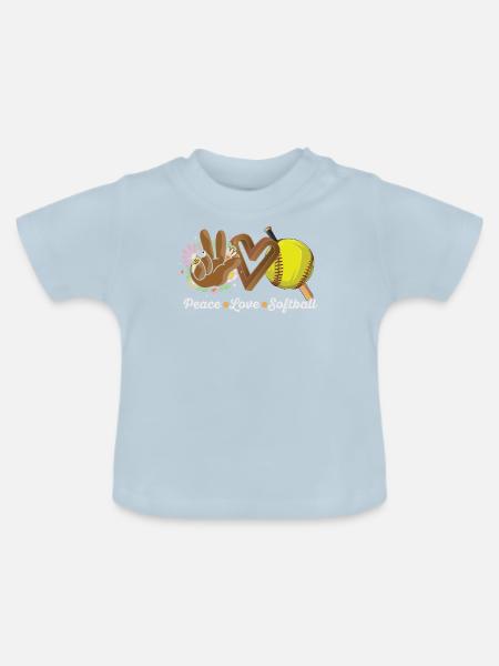 Mädchen Frieden Liebe Softball - Baby Bio-T-Shirt mit Rundhals - Hellblau
