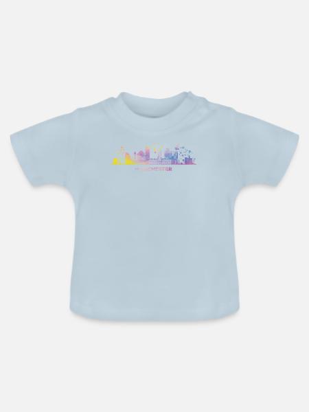 Manchester Skyline Manchester - Baby Bio-T-Shirt mit Rundhals - Hellblau