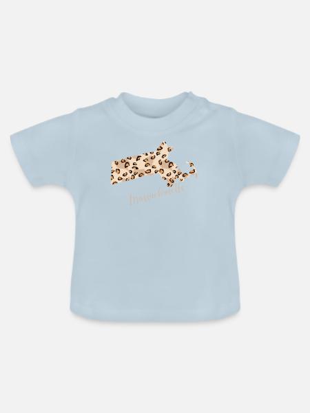 Massachusetts Leopard-muster Karte - Baby Bio-T-Shirt mit Rundhals - Hellblau