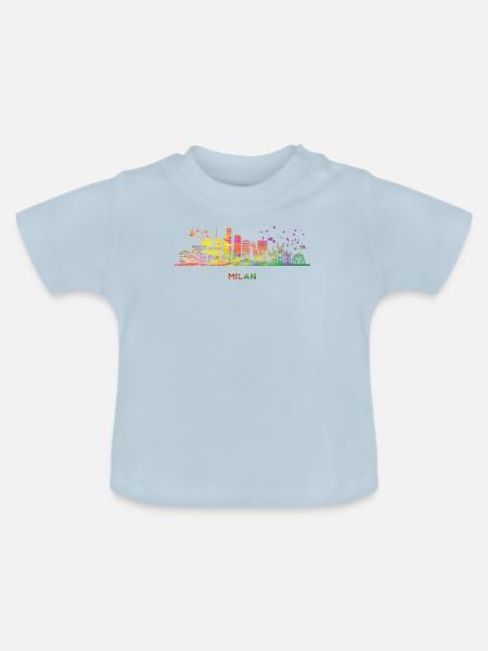 Mailänder Skyline Stadtbild Mailand - Baby Bio-T-Shirt mit Rundhals - Hellblau