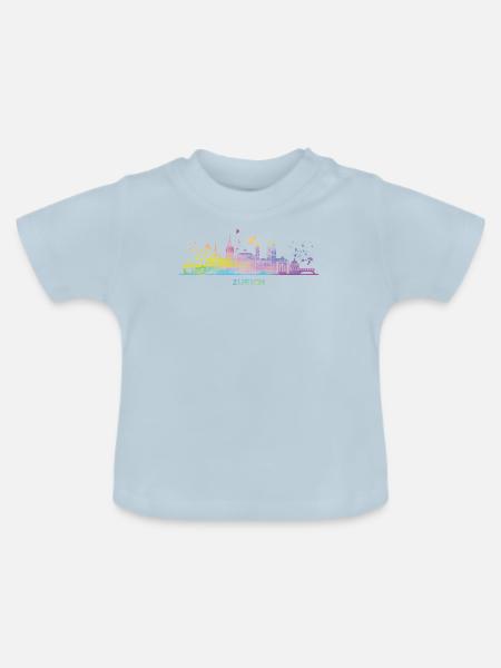 Zuricher Skyline Zurich - Baby Bio-T-Shirt mit Rundhals - Hellblau