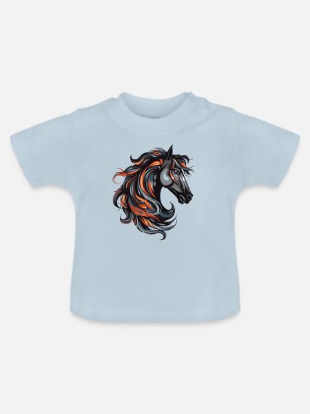 Pferd Portrait - Baby Bio-T-Shirt mit Rundhals - Hellblau