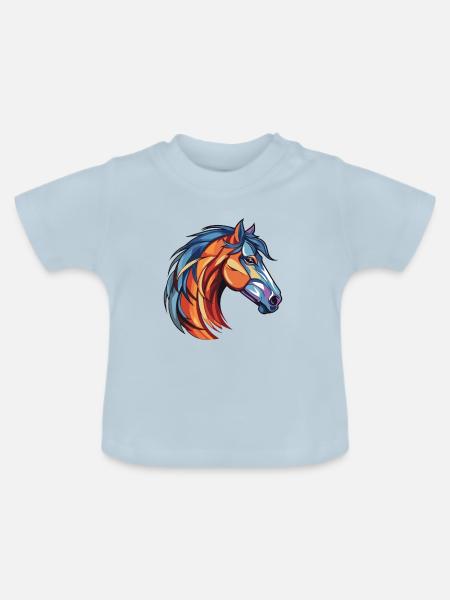 Pferd Kopf - Baby Bio-T-Shirt mit Rundhals - Hellblau