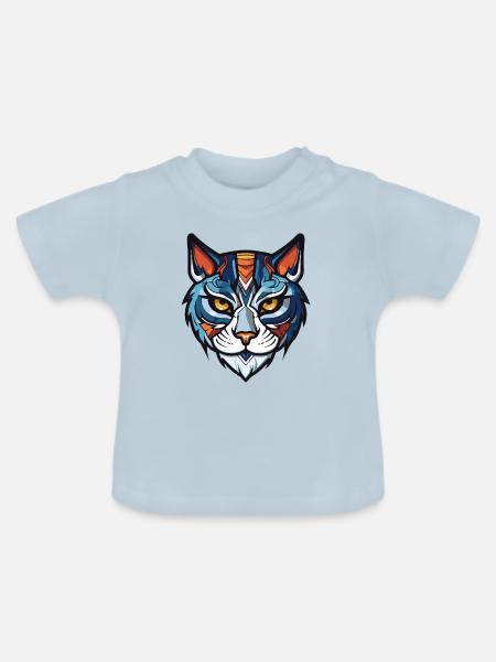 Katze Kopf - Baby Bio-T-Shirt mit Rundhals - Hellblau