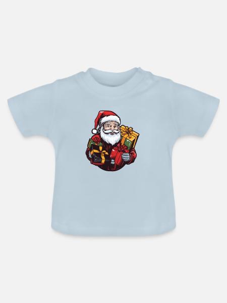 Weihnachtsmann Geschenke - Baby Bio-T-Shirt mit Rundhals - Hellblau