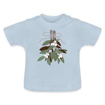 Zweige mit Schneebeeren, grün - braun. - Baby Bio-T-Shirt mit Rundhals - Hellblau - Vorne