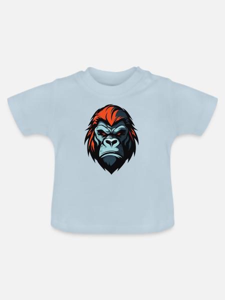 Gorilla Kopf - Baby Bio-T-Shirt mit Rundhals - Hellblau