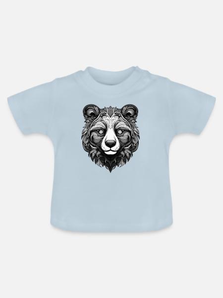 Panda Tier Kopf - Baby Bio-T-Shirt mit Rundhals - Hellblau