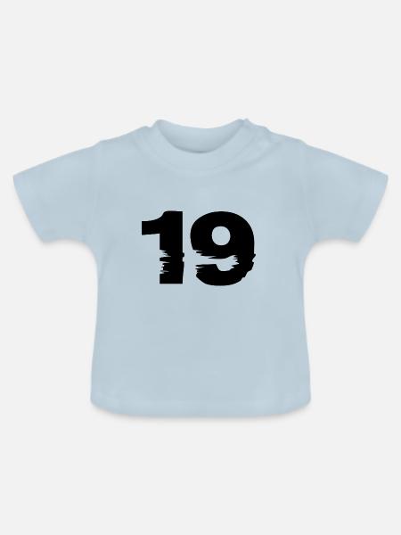 19 Zahl - Baby Bio-T-Shirt mit Rundhals - Hellblau